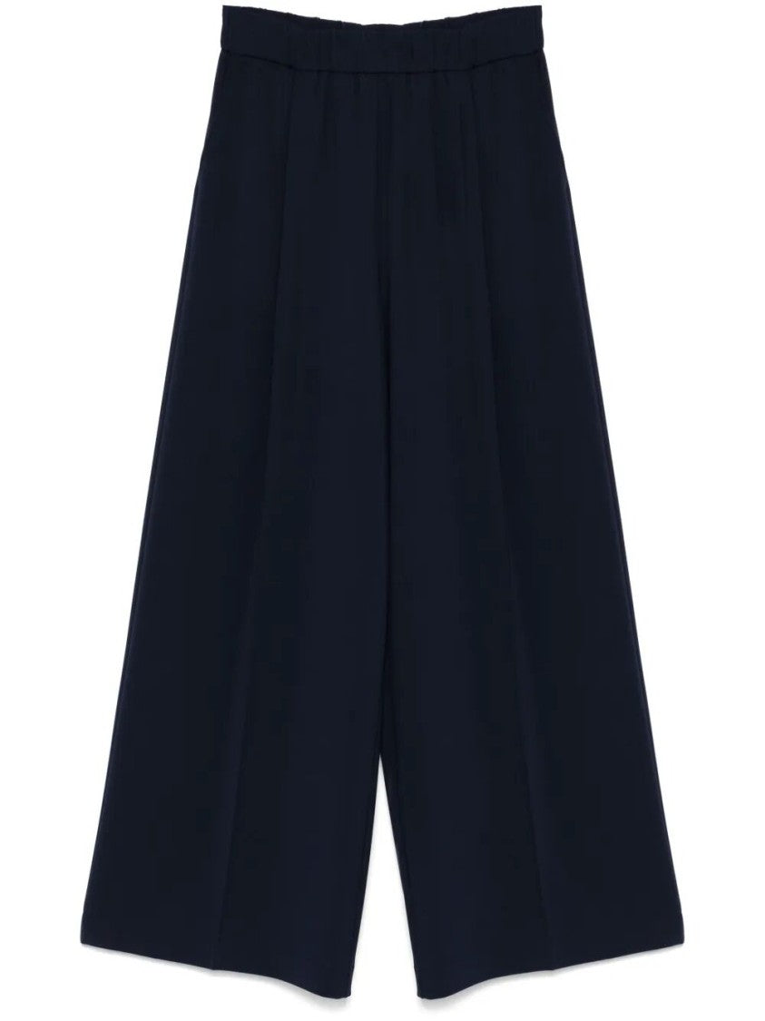 Patrizia Pepe Wide-Leg High-Waist Trousers With Pleated Front