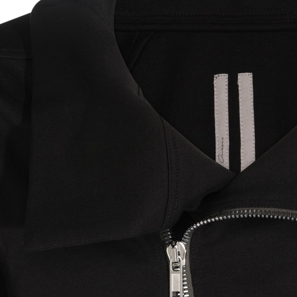 Rick Owens Asymmetrical Front-Zipper Sweater With Structured Collar