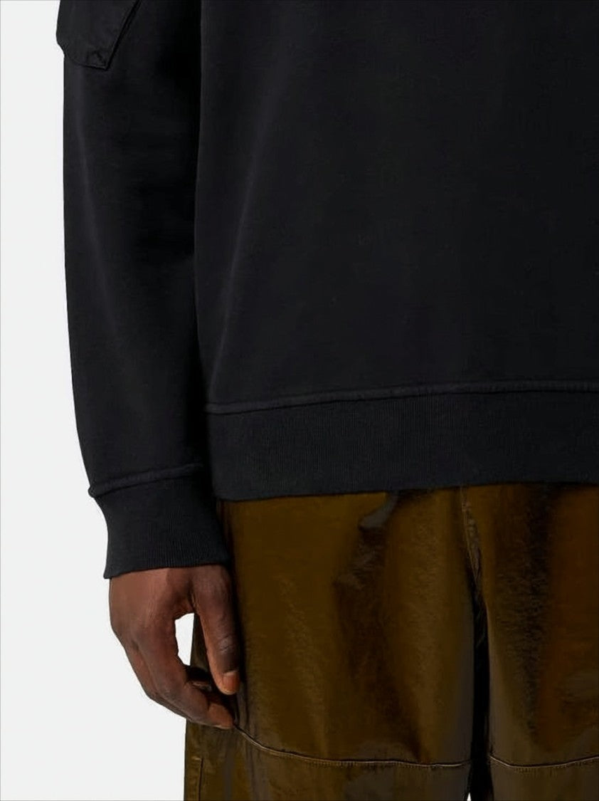 Stone Island Black Crewneck Sweater With Flap Pockets