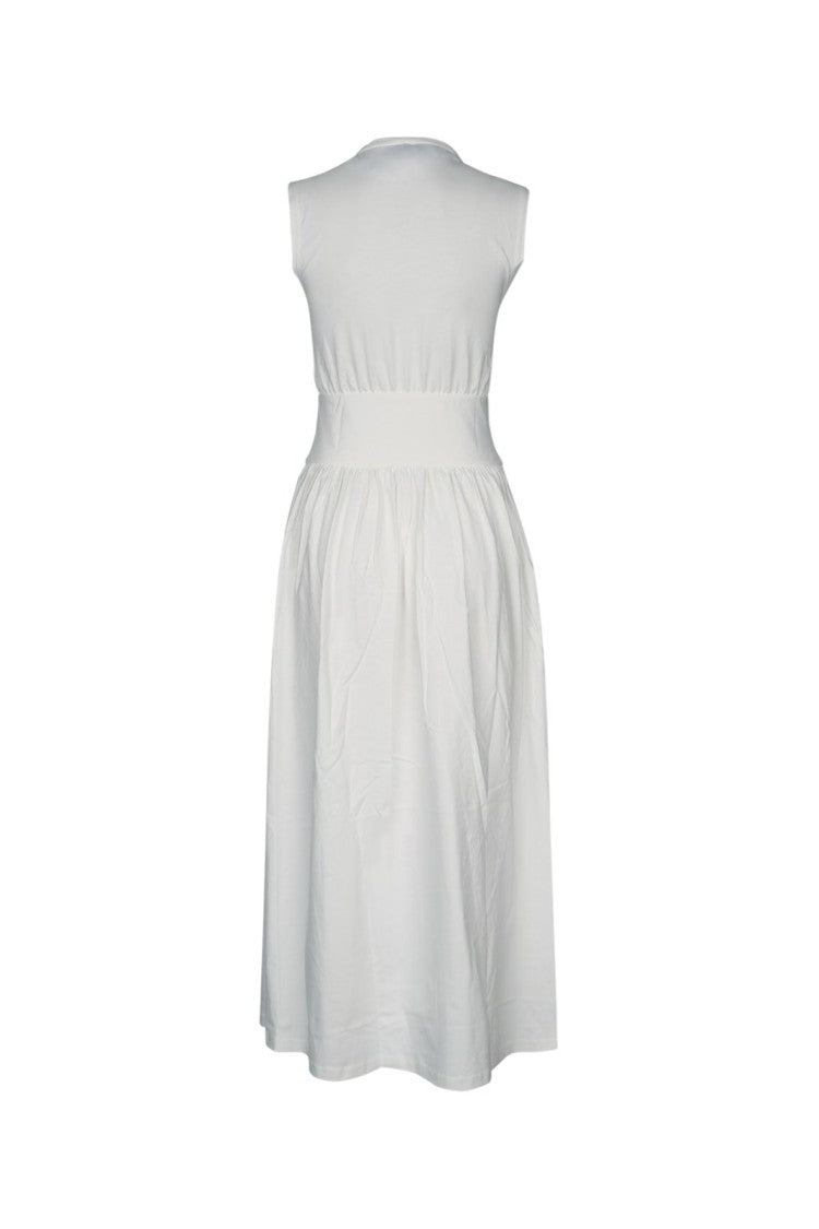 Totême Gathered Waist Midi Dress In Organic Cotton