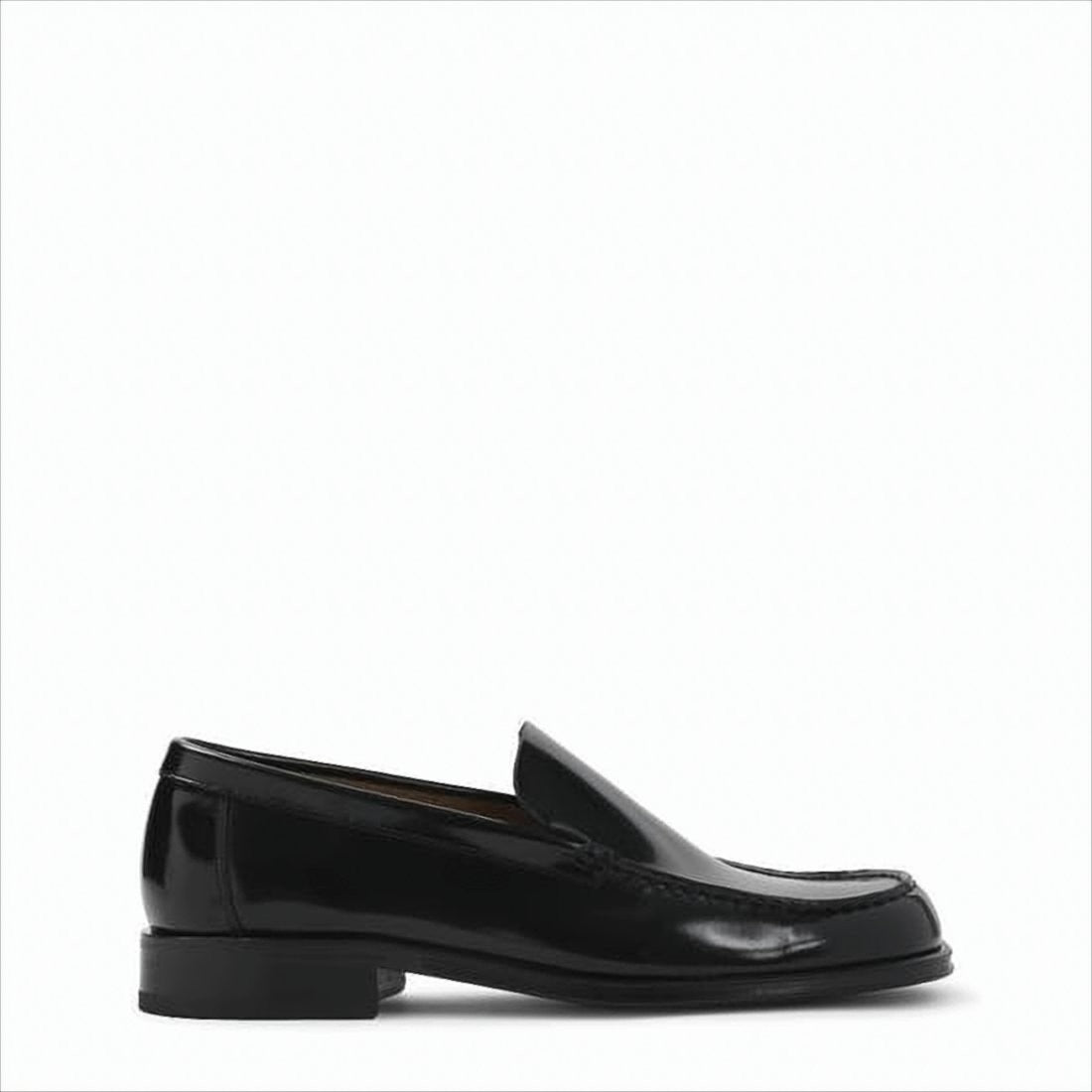Lemaire Polished Black Leather Loafers