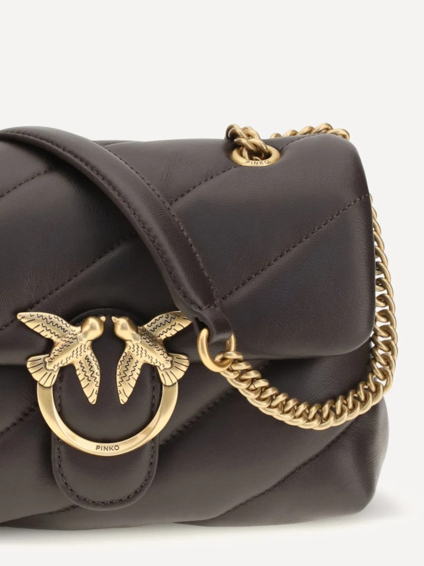 Pinko Quilted Nappa Leather Mini Shoulder Bag With Gold-Tone Clasp