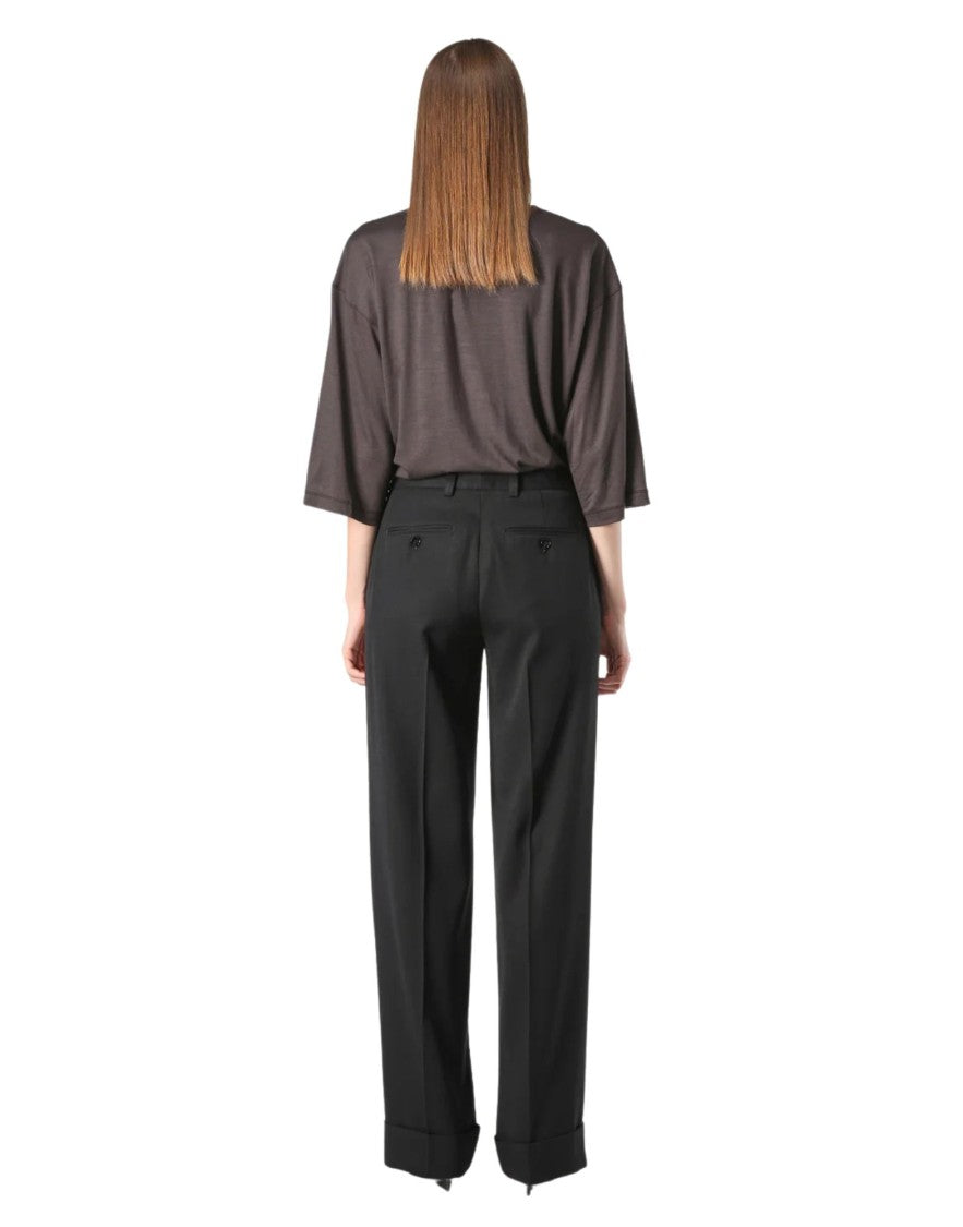 Cellar Door Black Ima Virgin Wool Palazzo Trousers