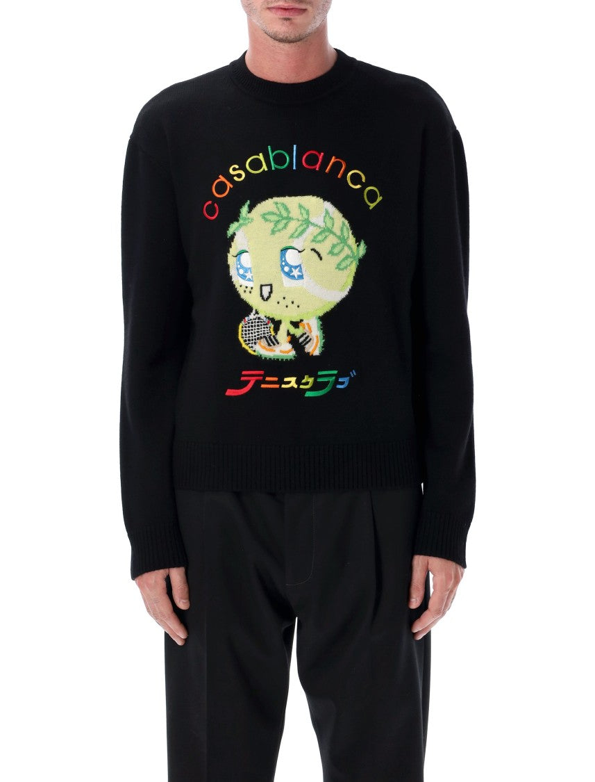 Casablanca Character Intarsia Crew Sweater