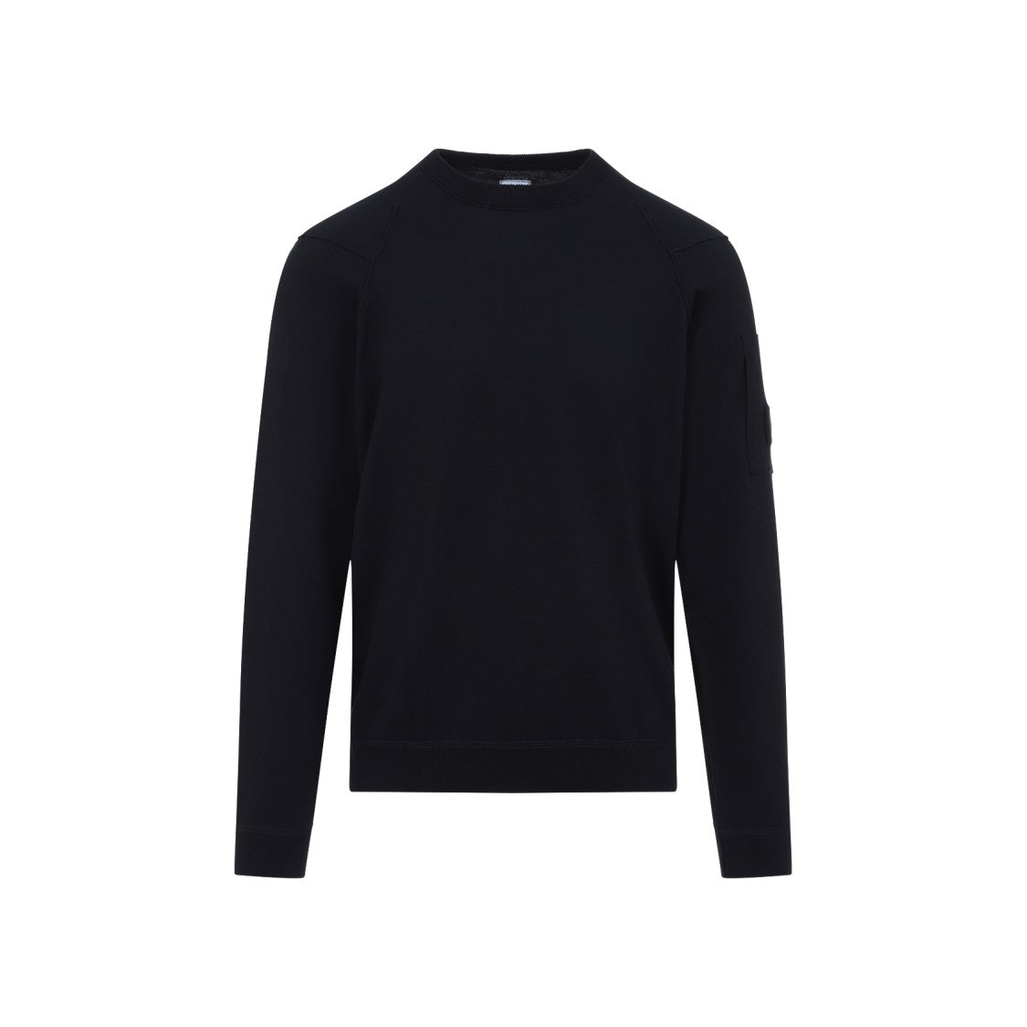 C.P. Company Total Eclipse Blue Cotton Sea Island Crew Neck Lens Knit Pullover
