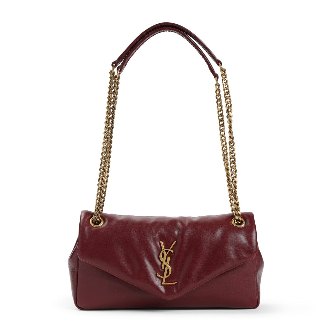 Saint Laurent Burgundy Nappa Leather Shoulder Bag