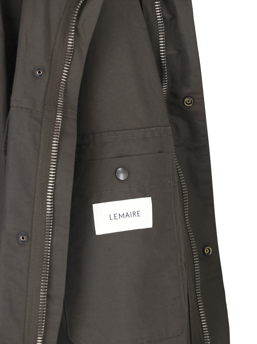 Lemaire Brown Long Straight Utilitarian Hooded Jacket