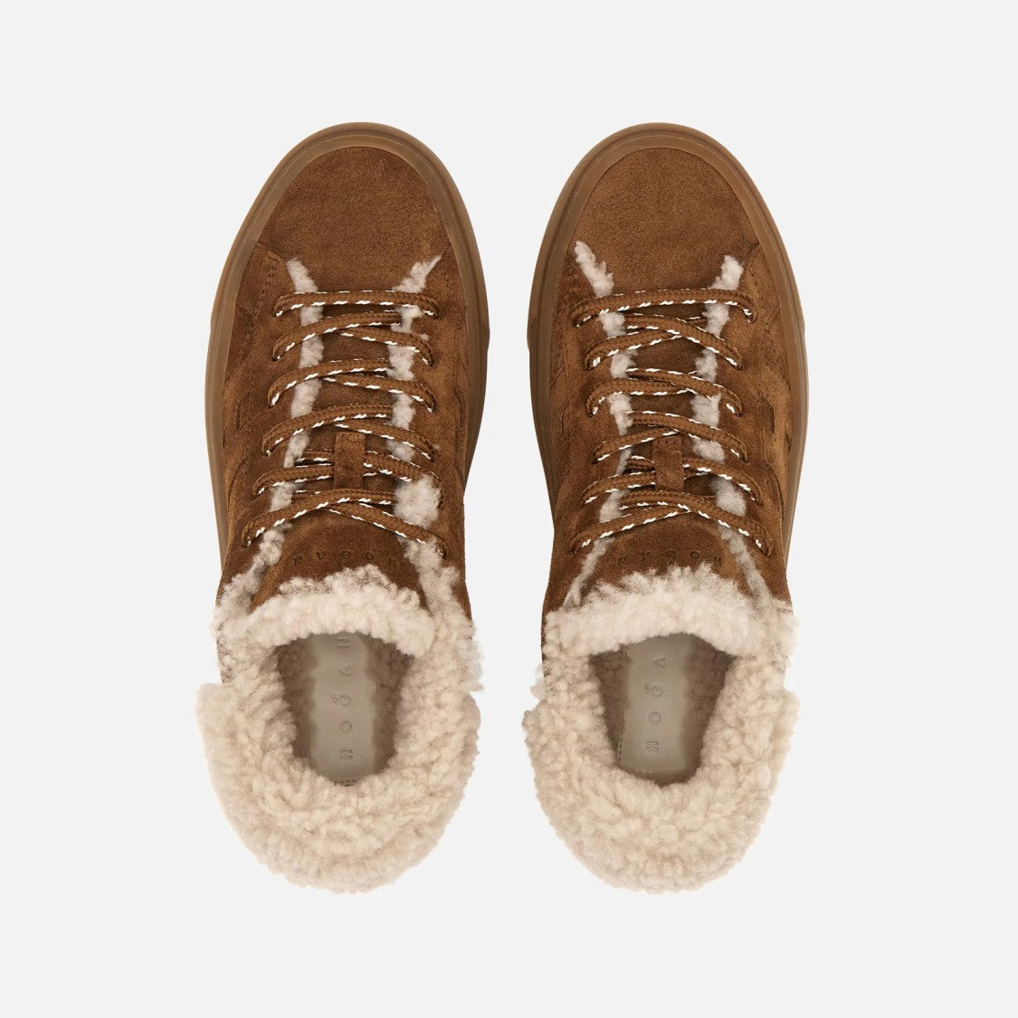 Hogan Light Brown H705 Allacciato H Calfskin Lambskin Sneakers