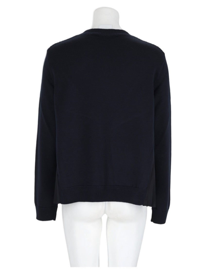 Nude Blue Cropped Ribbed Wool-Blend Sweater