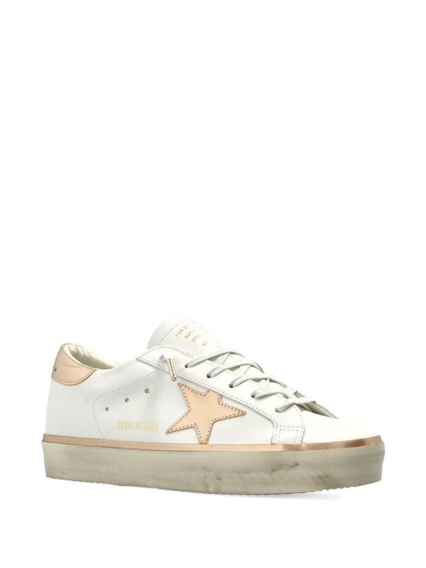 Golden Goose White Low-Top Sneakers With Metallic Accents