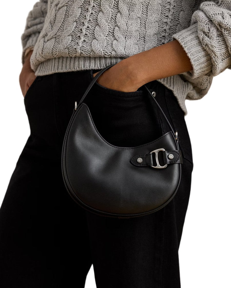 Lauren Ralph Lauren Crescent-Shaped Black Crossbody Bag