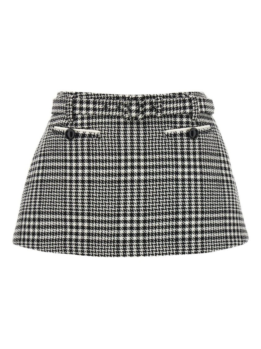Self-Portrait Classic Houndstooth Mini Skirt With Decorative Pockets