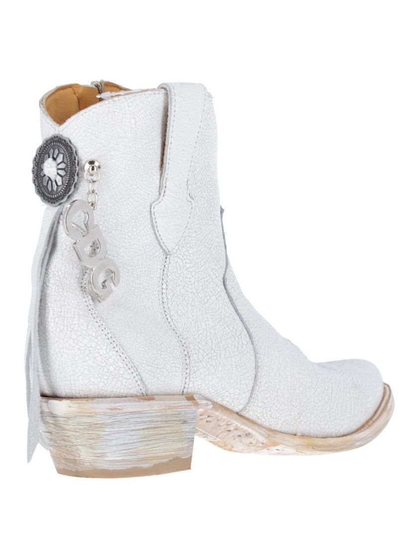 Comme Des Garçons White Pointed Toe Leather Boots