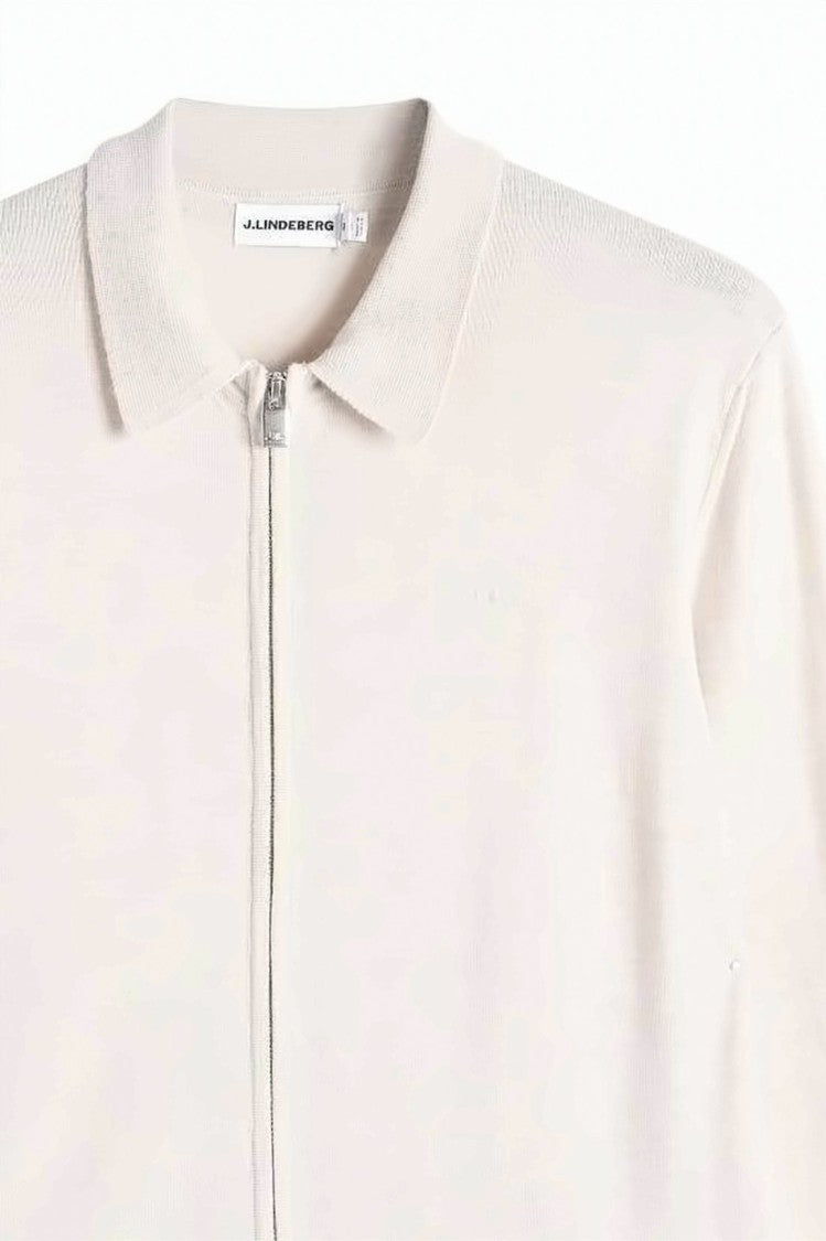 J Lindeberg Full-Zip Merino Wool Cardigan With Classic Collar