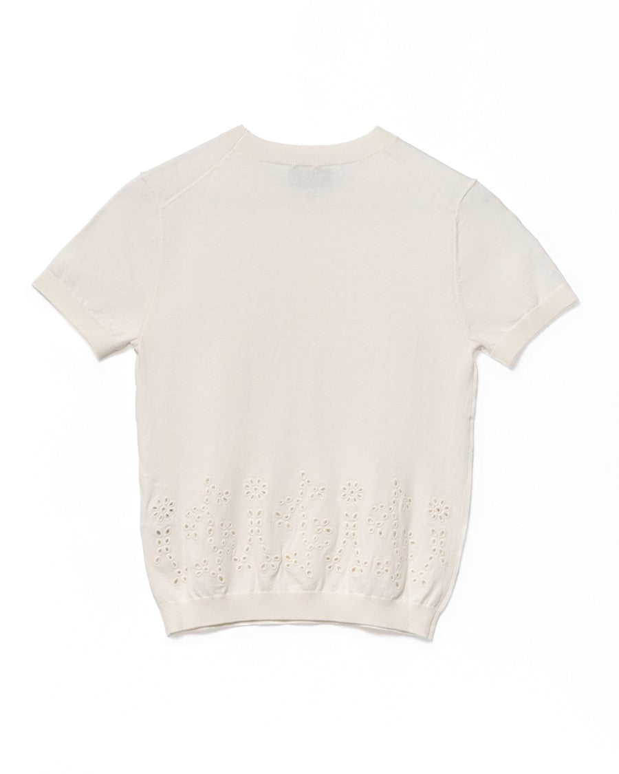 A.P.C. Embroidered Round Neck Top With Cashmere Blend
