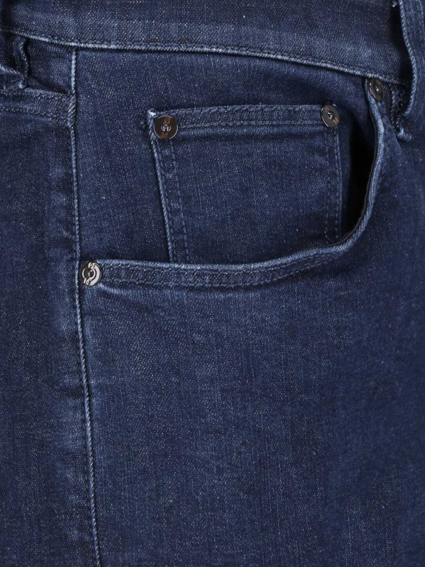 Pt Torino Dark Blue Cotton Denim Straight-Leg Jeans