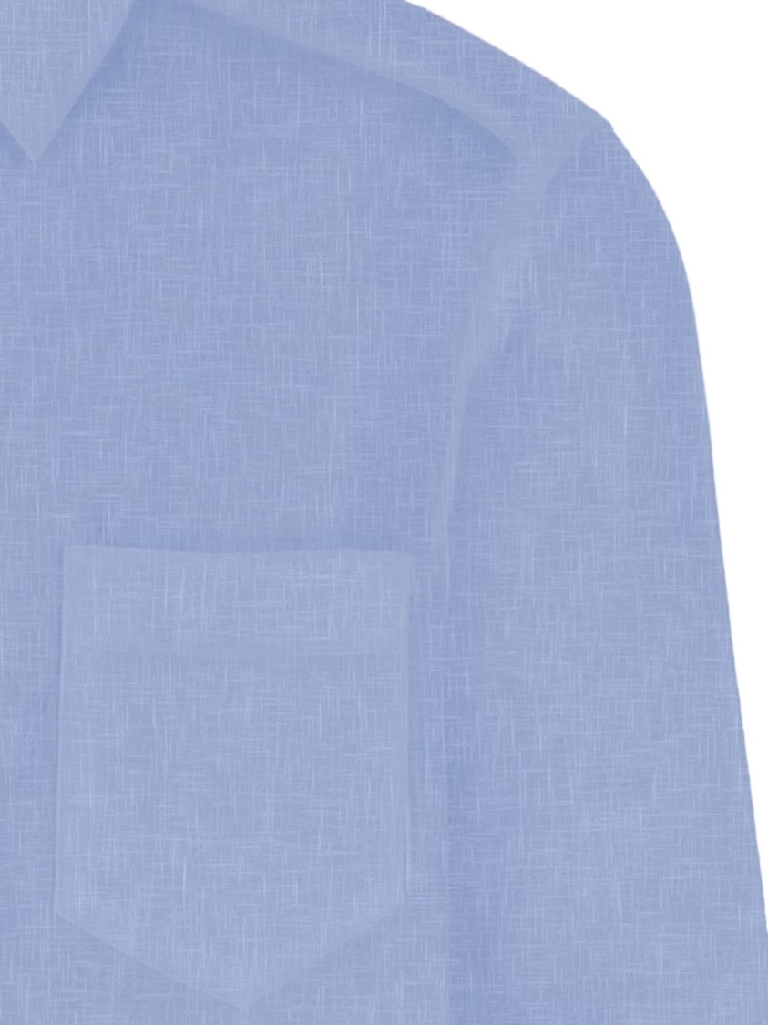Jacob Cohen Light Blue Linen Shirt With Classic Collar