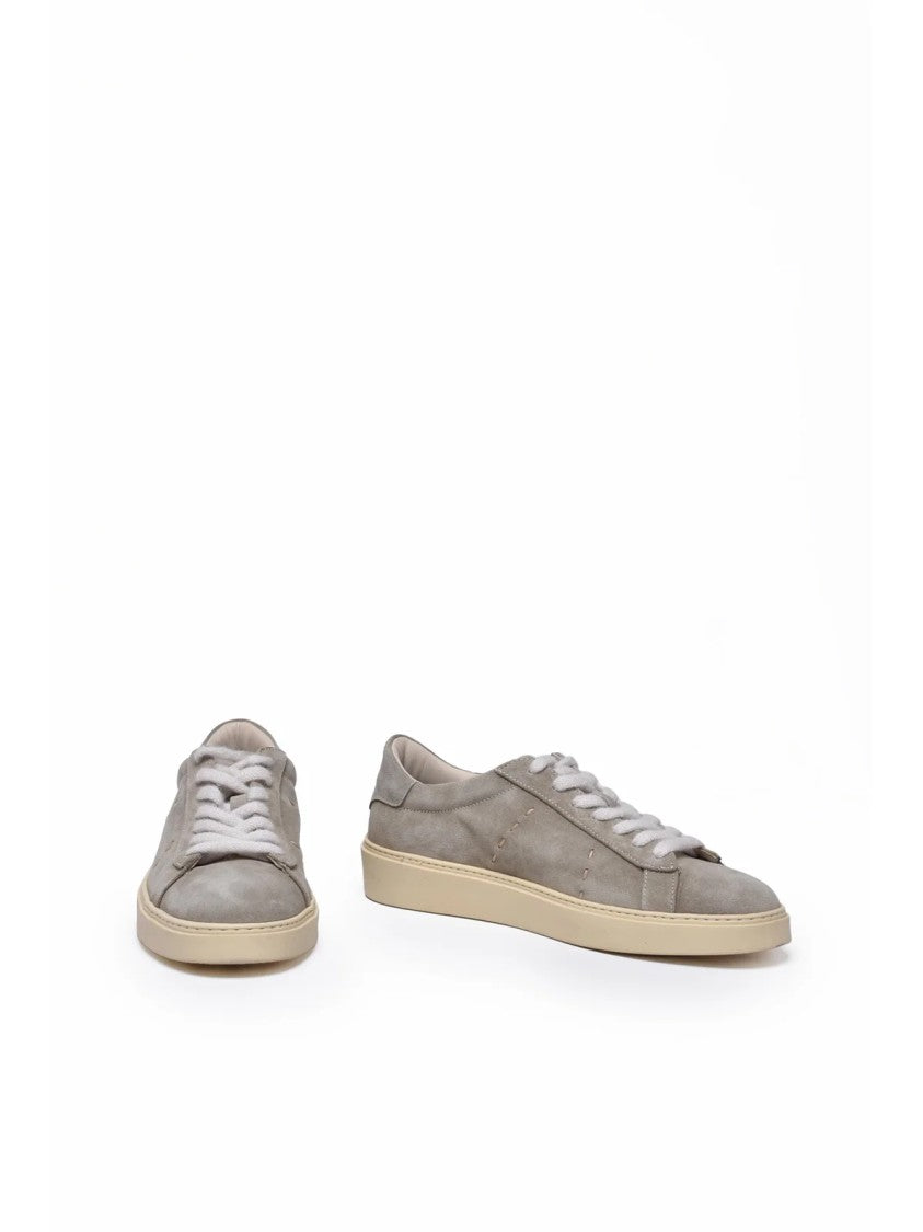 Eleventy Sage Green Lace-Up Suede Low-Top Sneakers