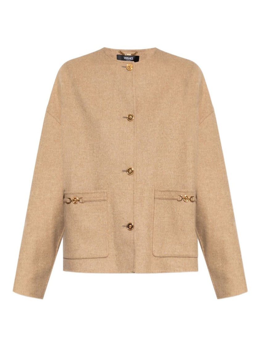 Versace Boxy Silhouette Jacket With Gold-Tone Buttons