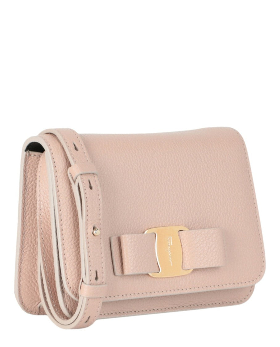Ferragamo Vara Bow Crossbody With Pebbled Finish And Gold-Tone Hardware