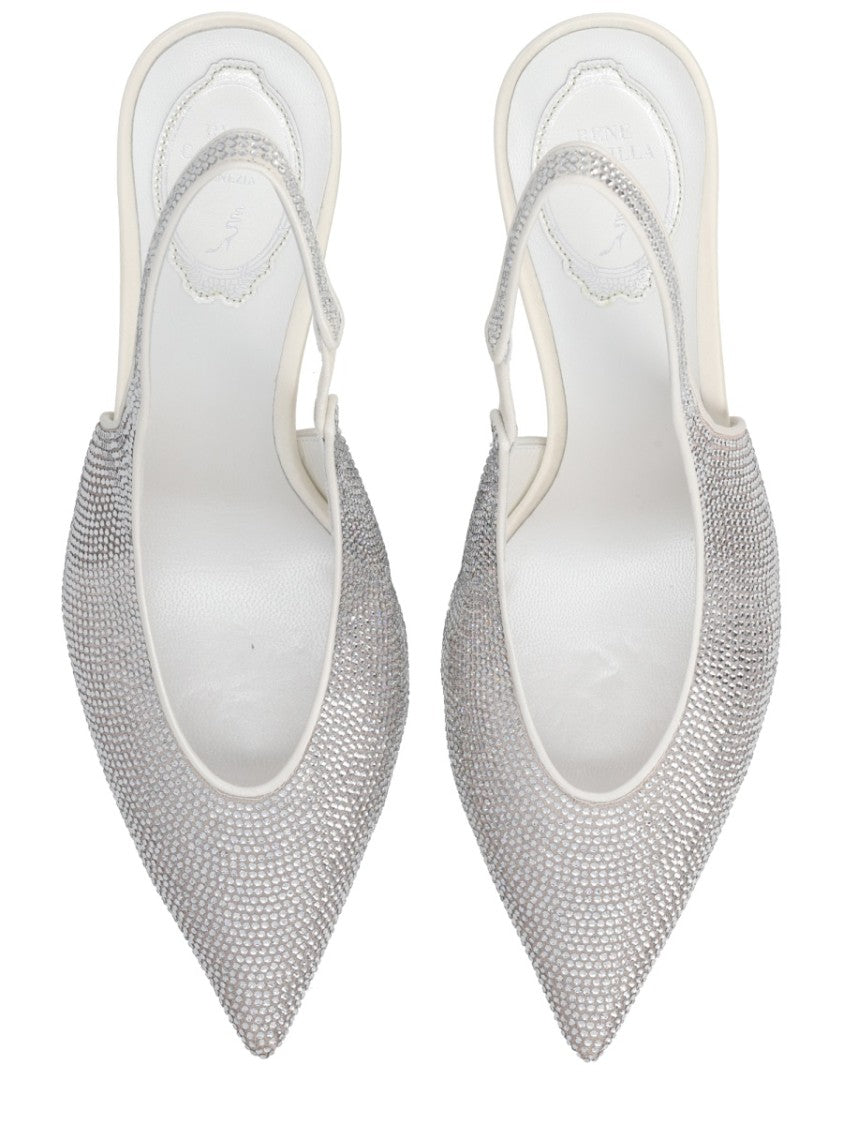 René Caovilla Jinny Pointed Toe Sparkling Slingback Pumps
