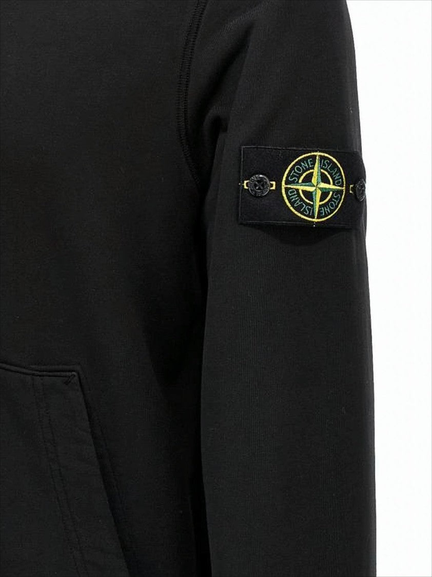 Stone Island Black Hoodie With Drawstring Hood