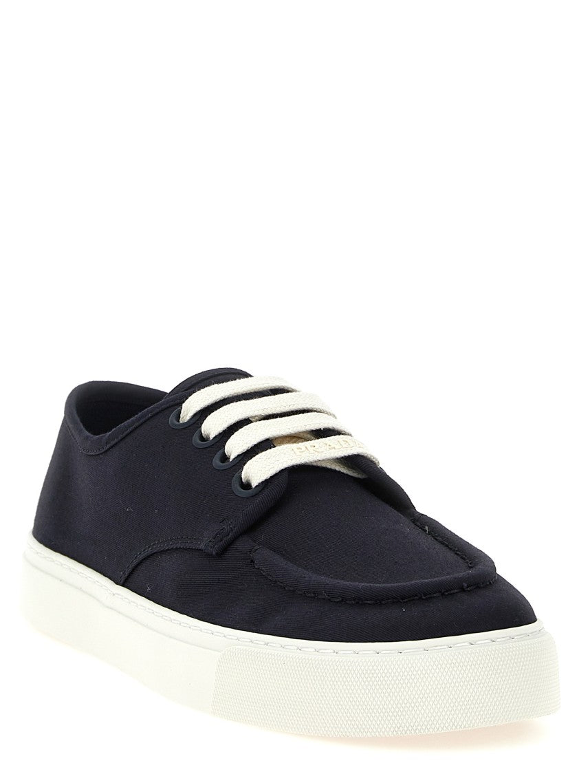 Prada Cotton Upper Sneakers With Lace-Up Design And Rubber Sole