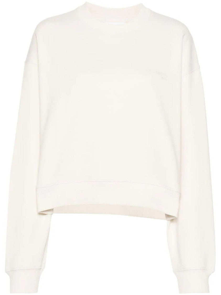 Axel Arigato Cropped Minimalist Sweatshirt With Ribbed Cuffs And Relaxed Fit