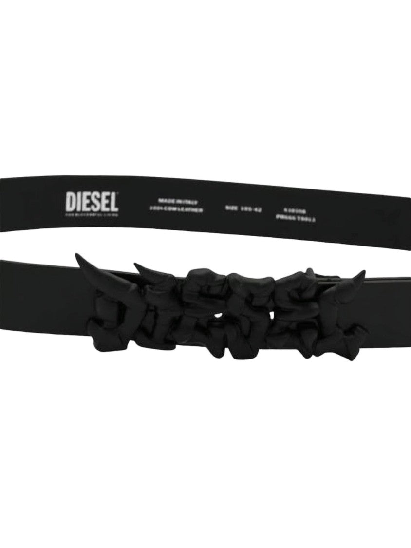 Diesel Slim Black Cowhide Leather Belt