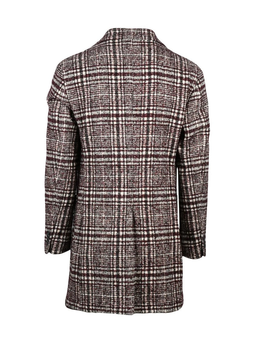 Luigi Bianchi Beige-Bordeaux Wool-Blend Coat