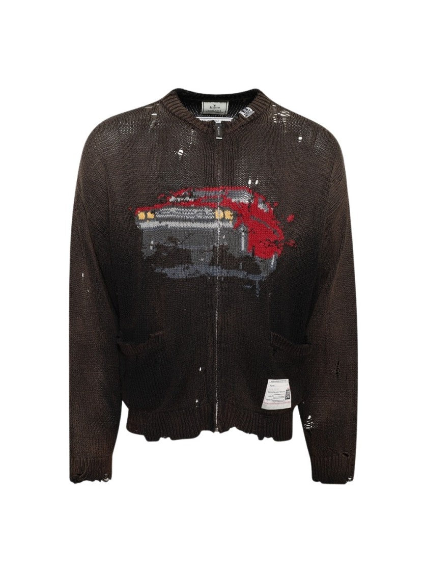 Maison Mihara Yasuhiro Car Jacquard Knit Cardigan Black