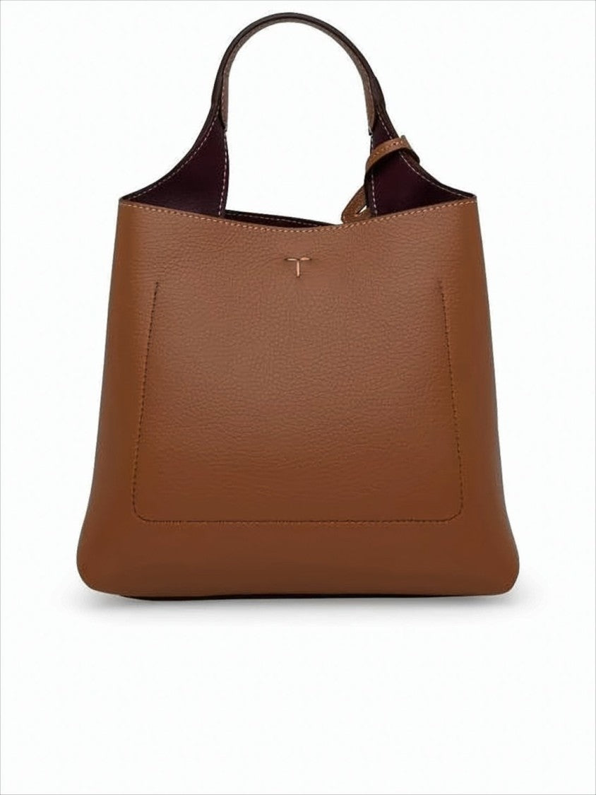 Tod's Structured Brown Calf Leather Tote Bag