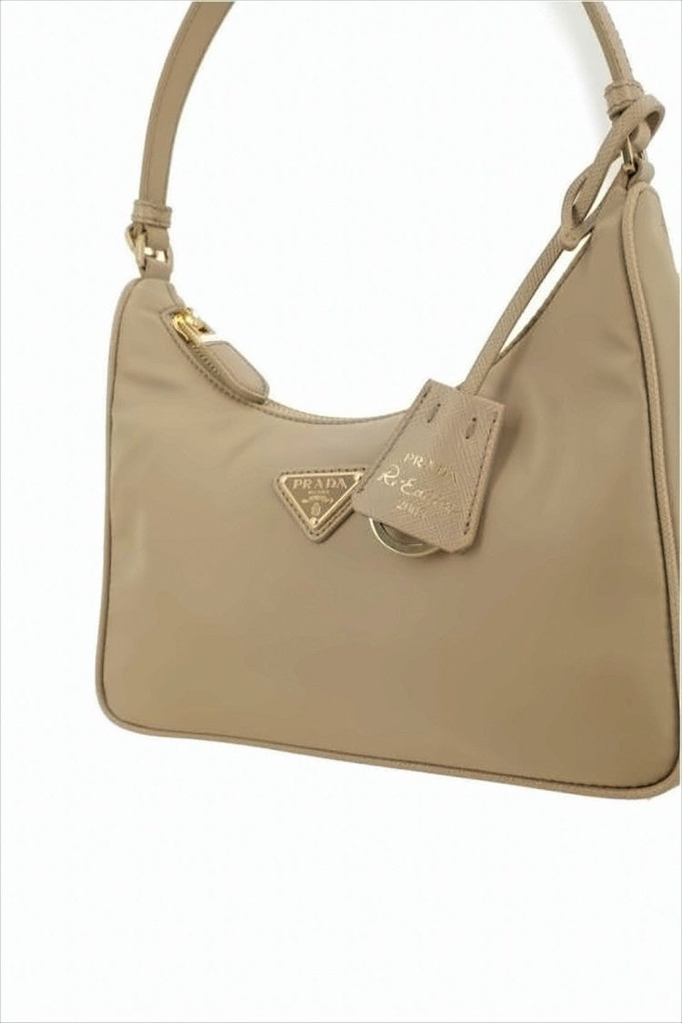 Prada Smooth Rectangular Shoulder Bag With Triangular Logo Plaque