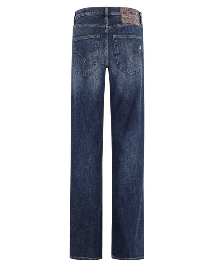 Dondup Medium Blue Straight-Leg Jeans With Button Closure