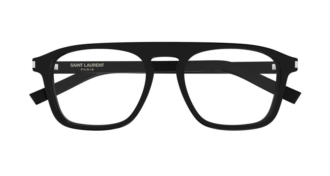 Saint Laurent Black Bold Rectangular Acetate Eyeglasses