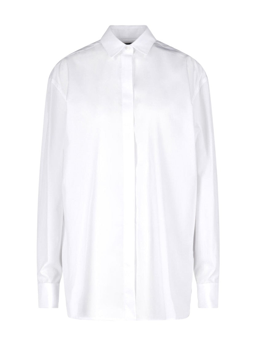 Dondup White Chiffon Hidden Button Shirt