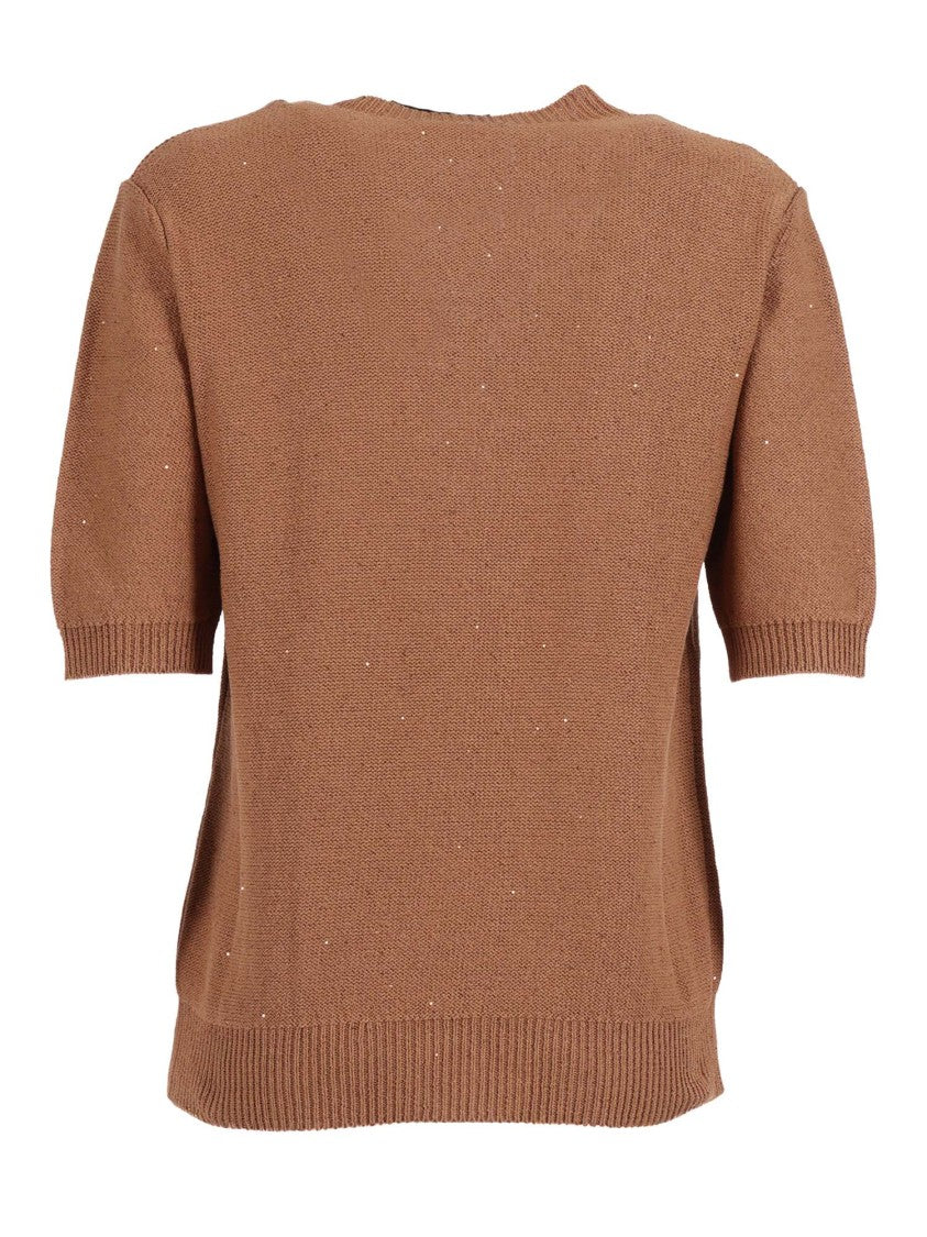 Fabiana Filippi Vimini Sequin Linen Short Top