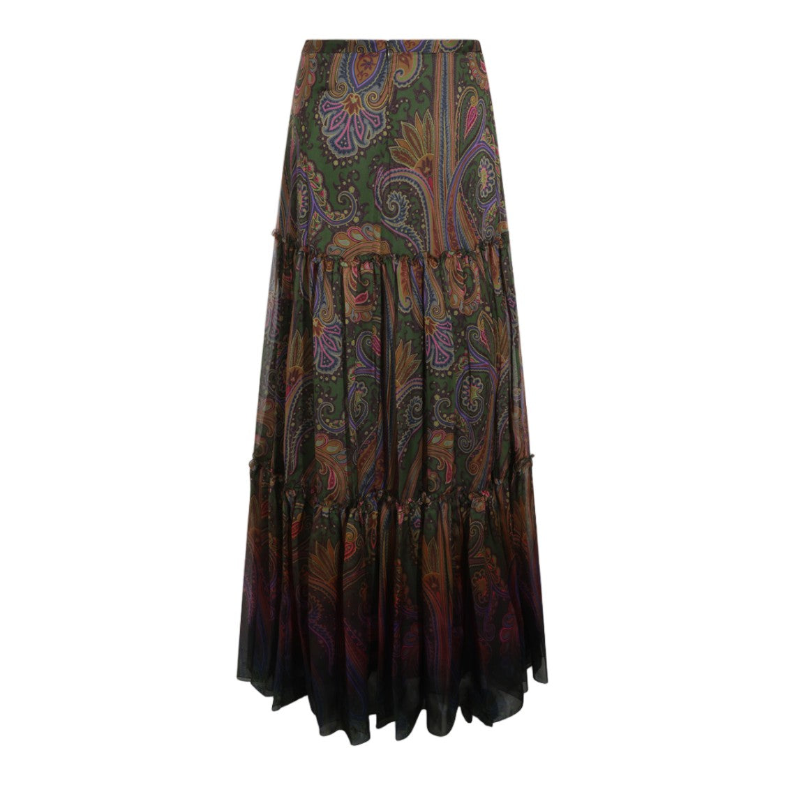 Etro Tiered Rich Paisley Maxi Skirt