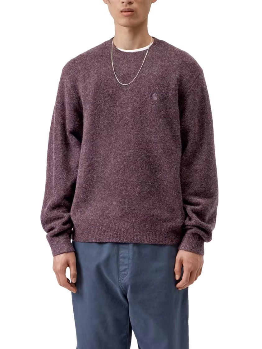 Carhartt Wip Textured Burgundy Crew Neck Sweater With Relaxed Fit