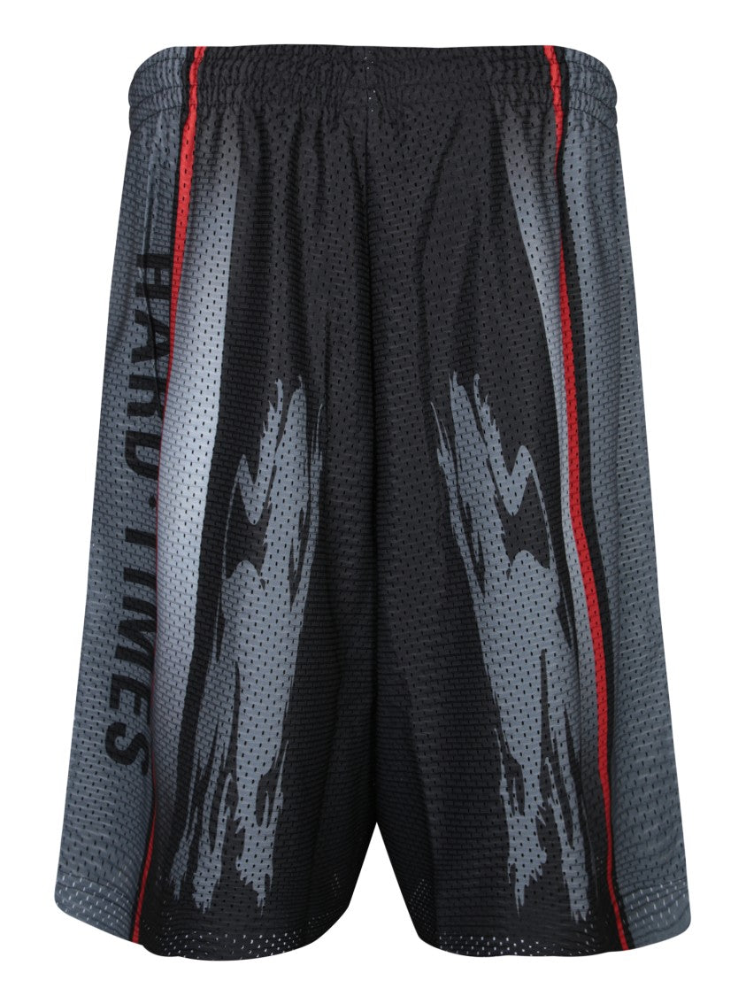 Umbro Breathable Black Bermuda Shorts With Contrasting Red Stripes