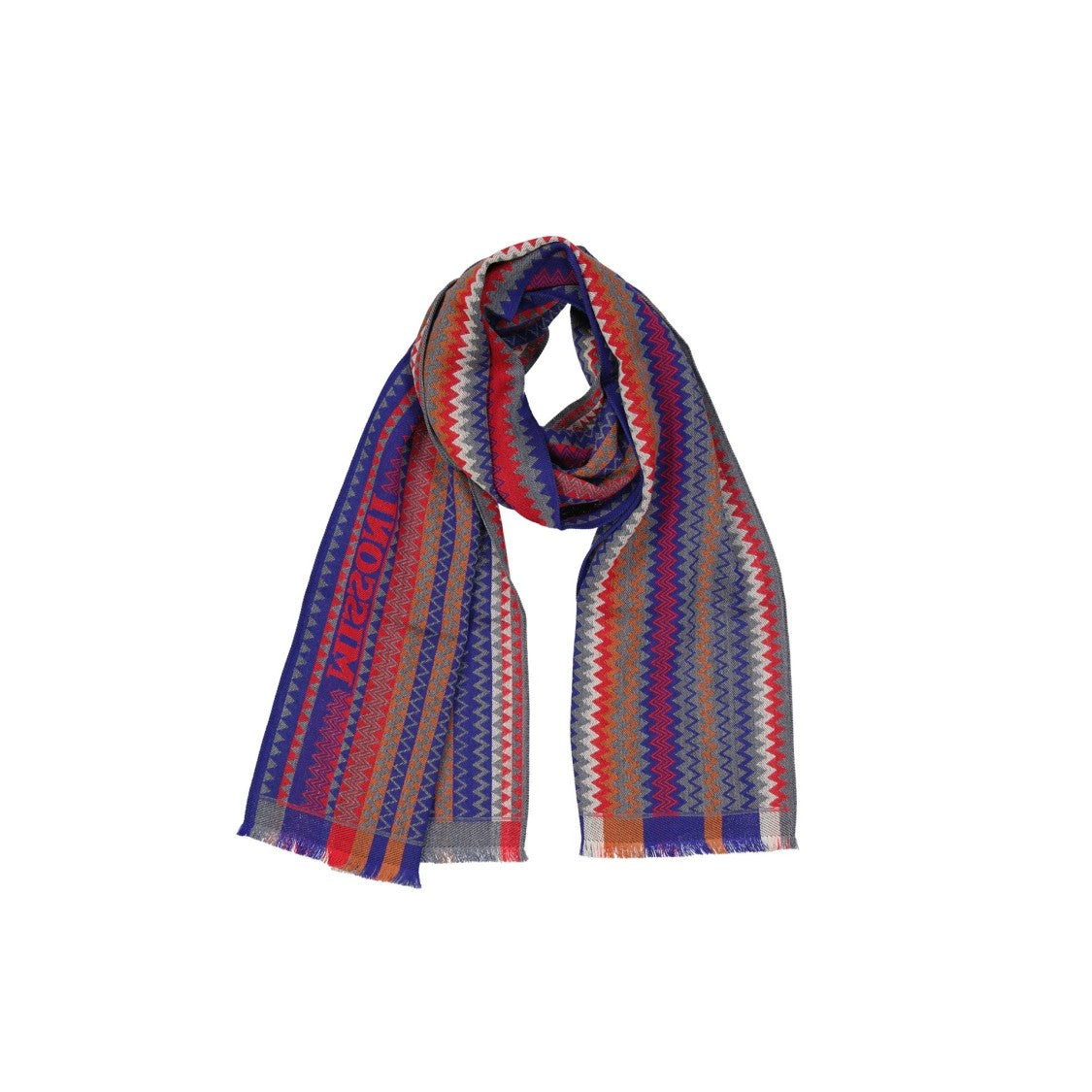 Missoni Multicolor Zigzag Wool Scarf With Fringe Detail