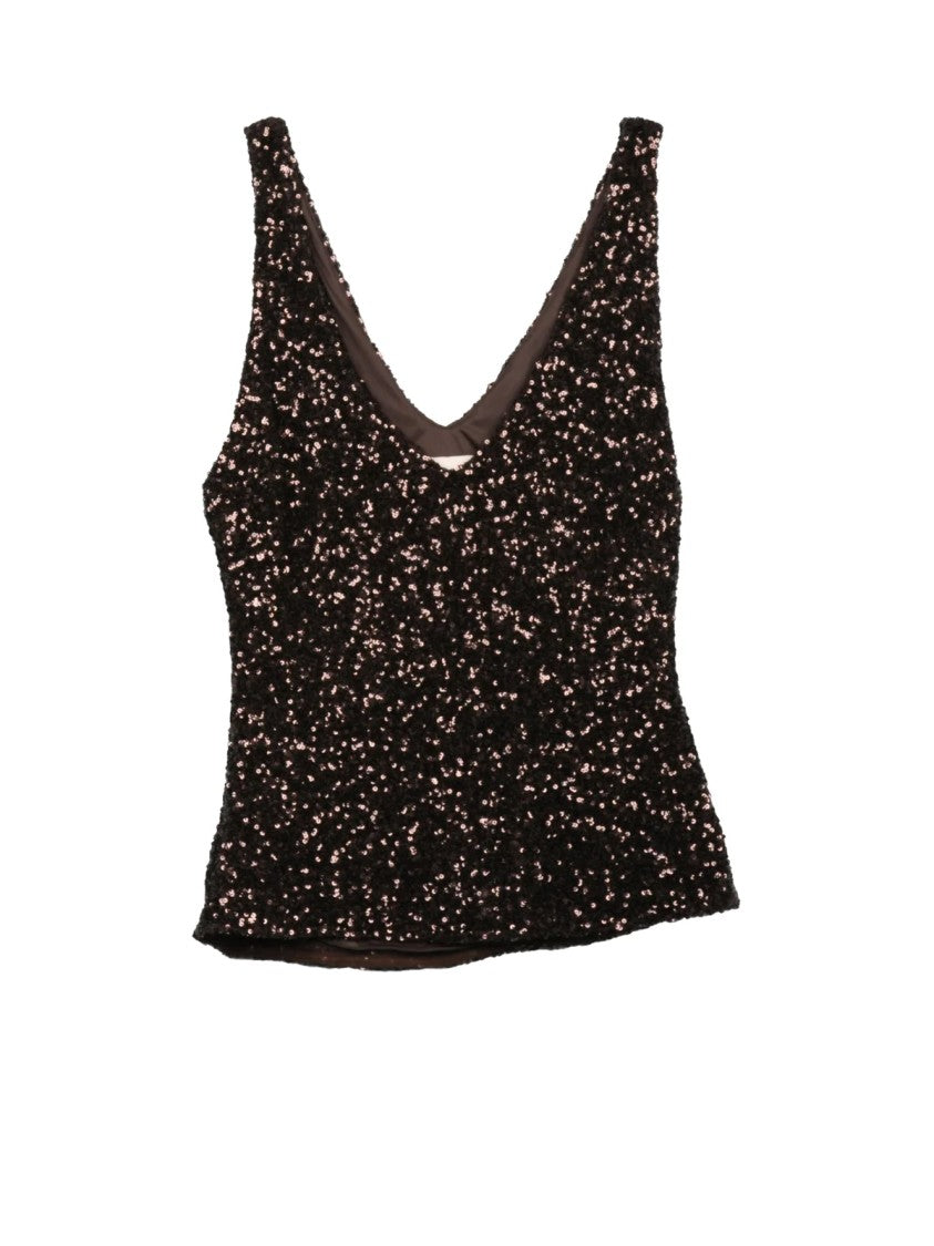 Aniye By Brown Shimmering Sequin Sleeveless Top