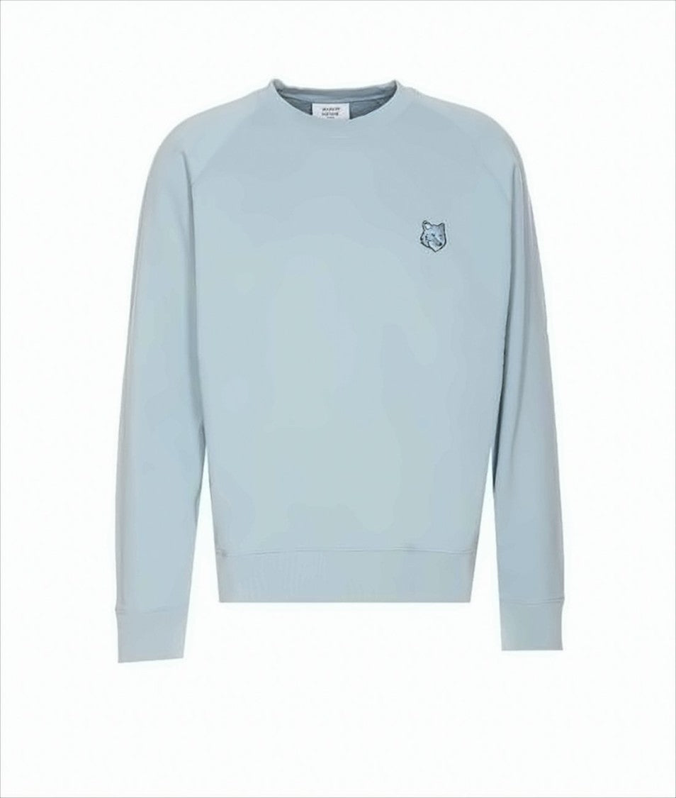 Maison Kitsuné Light Blue Long-Sleeve Sweatshirt With Embroidered Fox Emblem