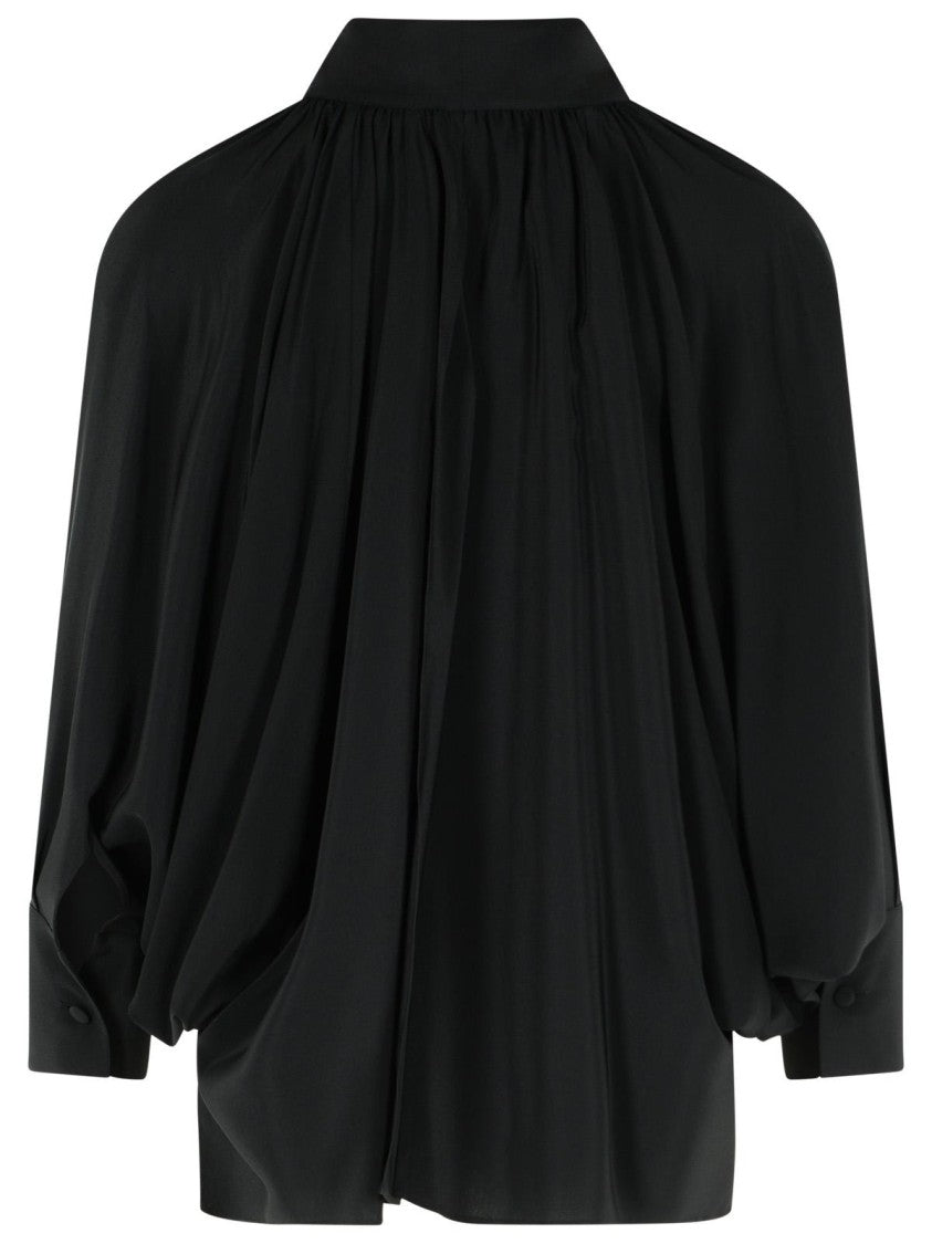 Max Mara Black Silk Crepe De Chine Blouse