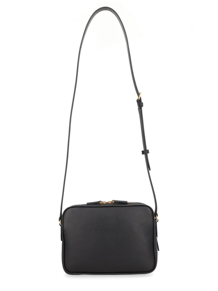 Valentino Garavani Rectangular Leather Shoulder Bag With Metallic Logo Plaque