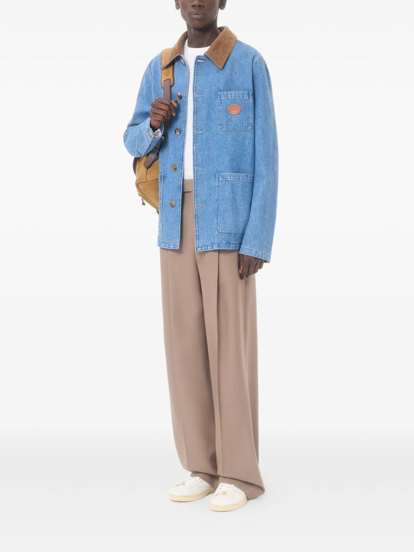 Valentino Giubbino Denim Corduroy Collar Jacket