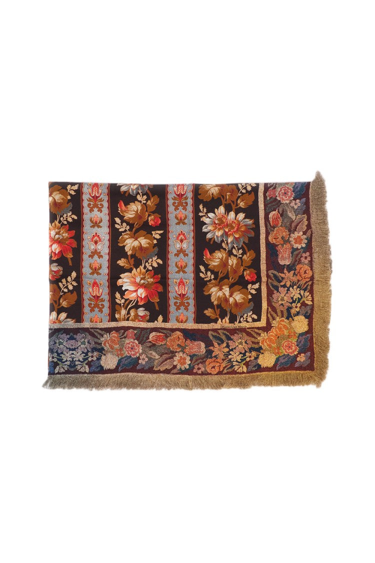 Pierre-Louis Mascia Multicolor Floral Print Fringed Silk Shawl