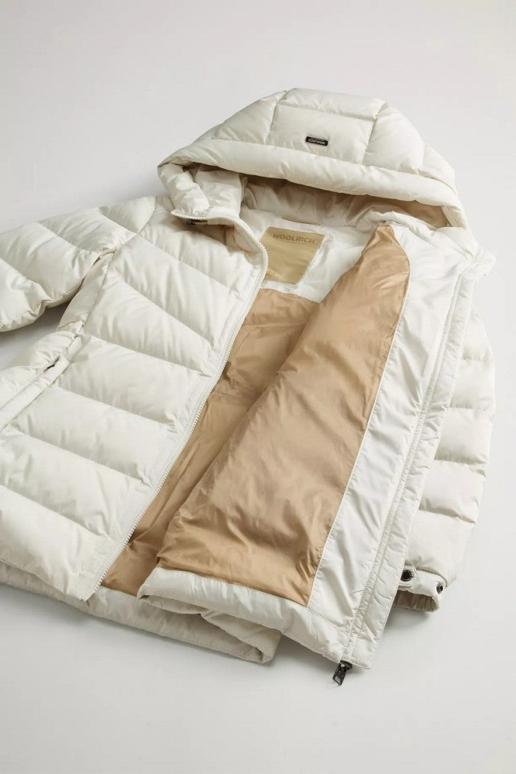Woolrich White Quilted Welt Pocket Polyester Down Coat