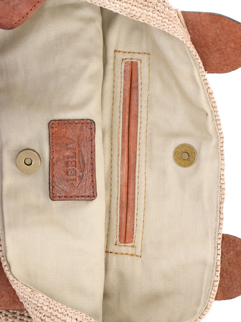 Ibeliv Beige Mety Textured Raffia Shoulder Bag