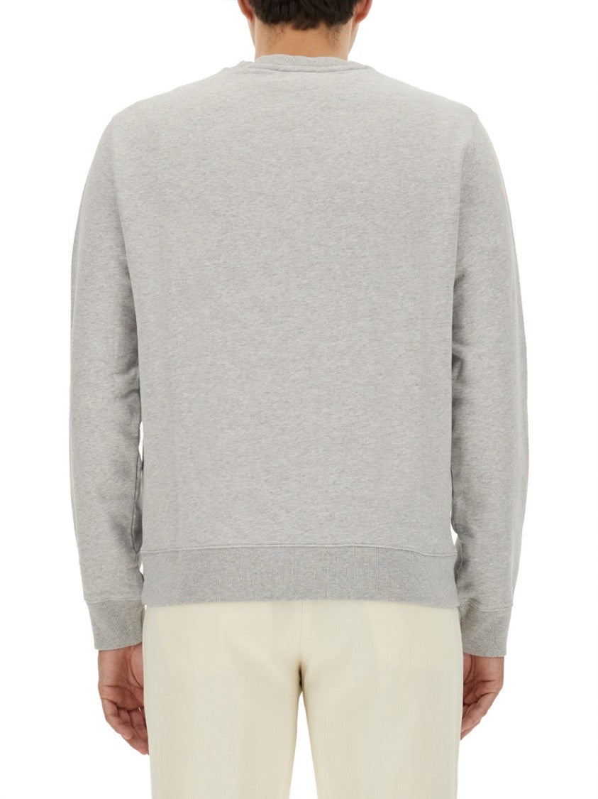 Maison Kitsuné Logo-Embellished Grey Sweatshirt With Classic Crew Neckline